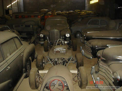 cars in the barn